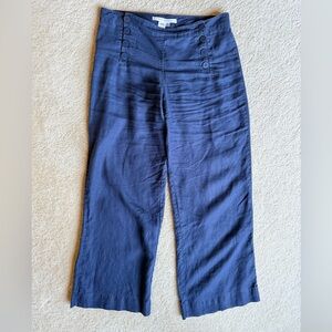 Navy High-Waist Wide-Leg Women’s Linen Pants